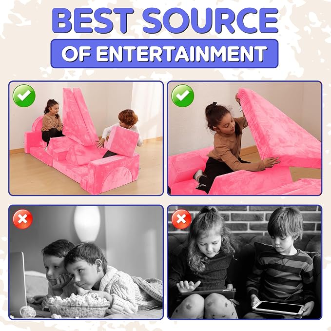 Contour Comfort Kids Couch 14 PC Modular Kids Play Couch Set – Convertible Sofa - Image 5