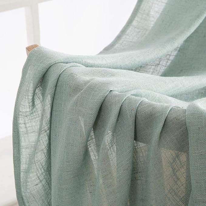 MIULEE Sea Green Linen Curtains 84 Inch Length - Image 6