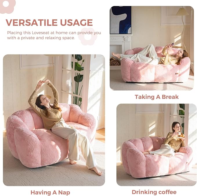 MAXYOYO Bean Bag Chair for Adults, Loveseat Floral Shaped Bean Bag Sofa - Image 3