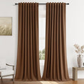 Guken Caramel Brown 100% Blackout Linen Curtains 102 Inch Length 2 Panels Set by Guken