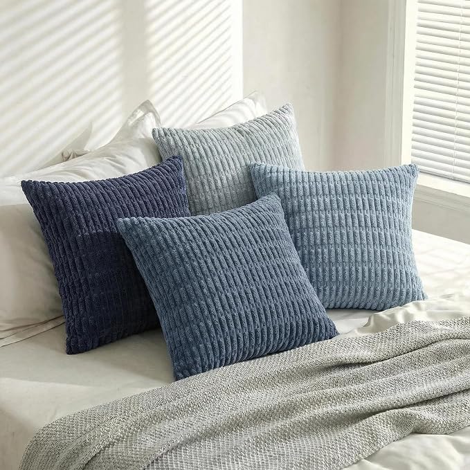 Fancy Homi Set of 4 Blue Decorative Throw Pillow Covers 20x20 Inch - Image 8