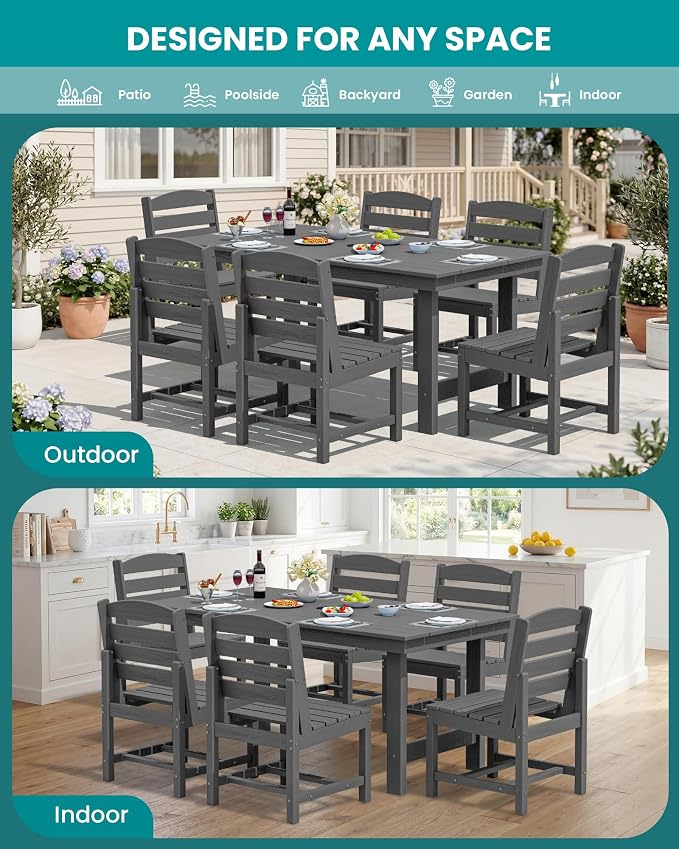 SERWALL Patio Dining Sets for 10 Person, HDPE Dining Set - Image 8
