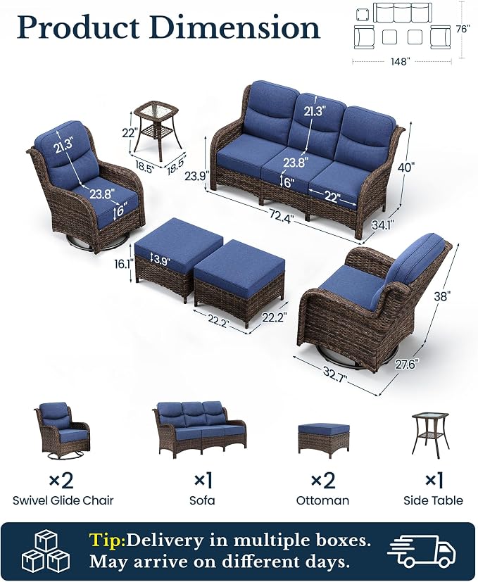 HILLGA 6-Piece Luxury Patio Furniture Set - Image 2