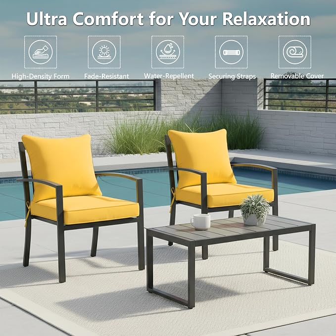 22x22 Inch Patio Chair Cushions Set of 2, Outdoor Furniture Cushions - Image 2