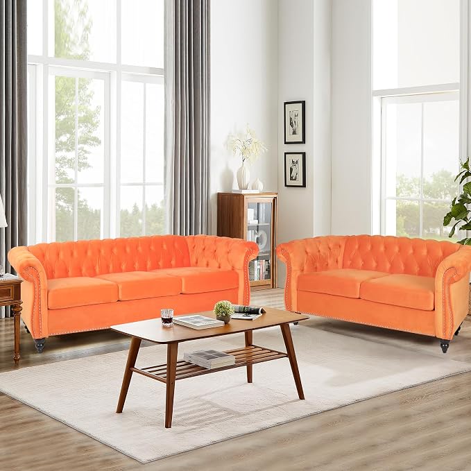 AVZEAR Chesterfield Loveseat, Modern Velvet Sofa Tufted Couch 2 Seater - Image 4