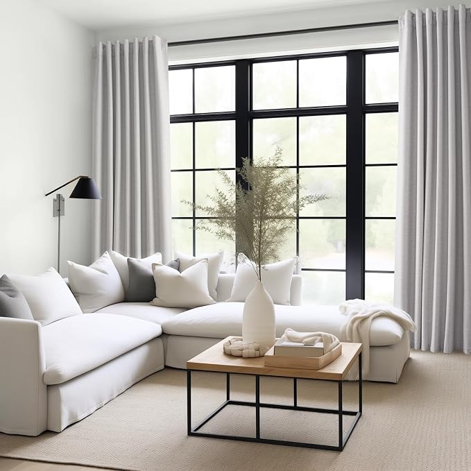 Topfinel Linen Gray Blackout Curtains 96 Inch Long, Boho Beige Gothic Viral - Image 2