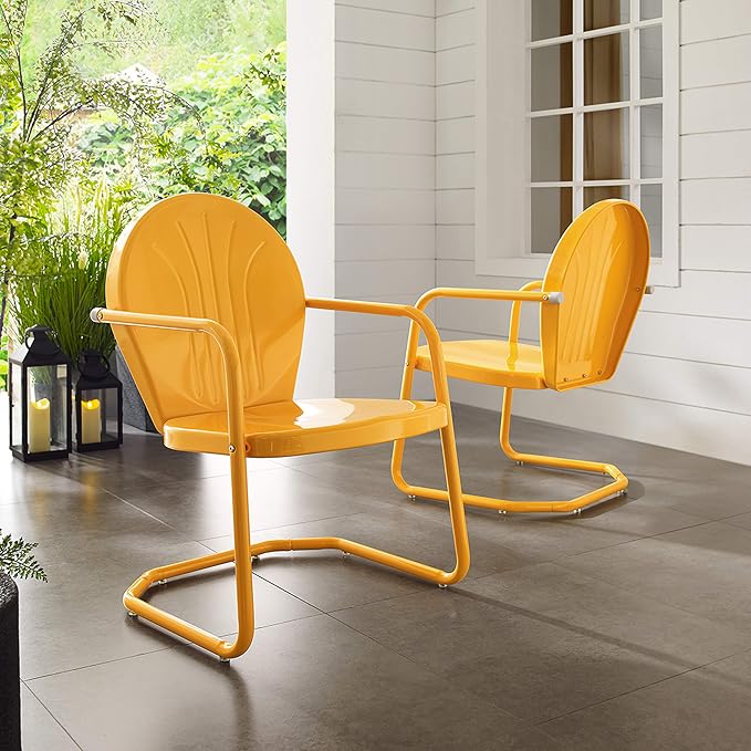 Crosley Furniture Griffith Outdoor Chair, Retro Metal Patio Chairs - Image 2