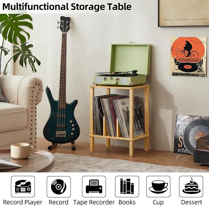 LELELINKY 2-Tier Bamboo Record Player Stand - Image 7