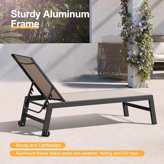 PURPLE LEAF Patio Chaise Lounge Set 4 Pieces Aluminum Outdoor Lounge Chairs - Image 8