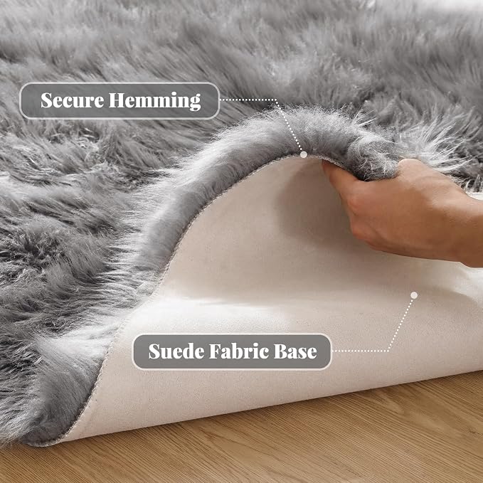 ORINOVA Shag Washable Area Rugs 8x10 Grey Fluffy Rug - Image 2