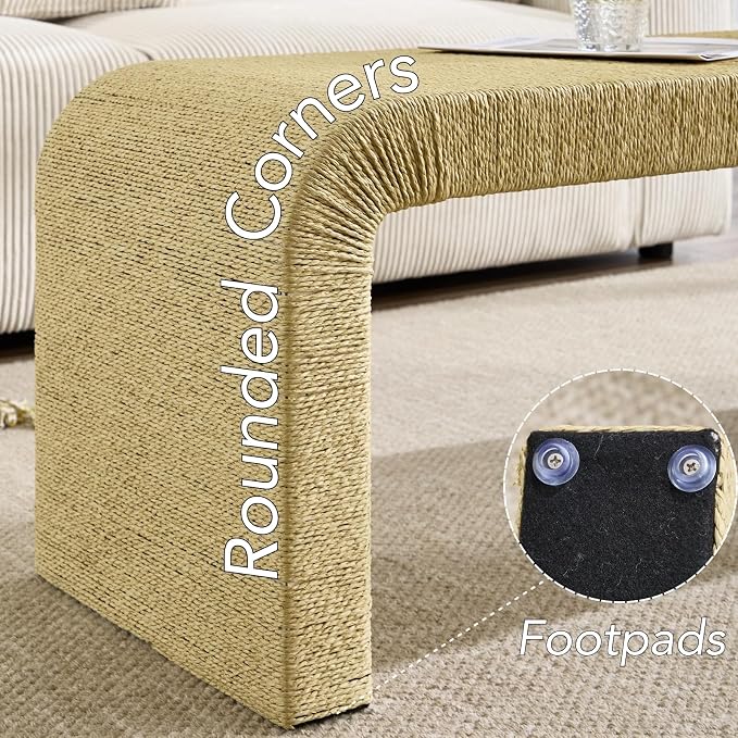 LZAREAL 3-Piece Nesting Woven Rope Coffee Table Set, Modern Coastal Center - Image 5