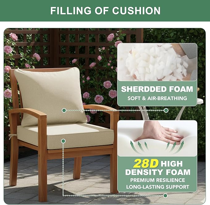 Summsun Patio Chair Cushions Set of 2, Faux Linen Outdoor Furniture Cushions - Image 6