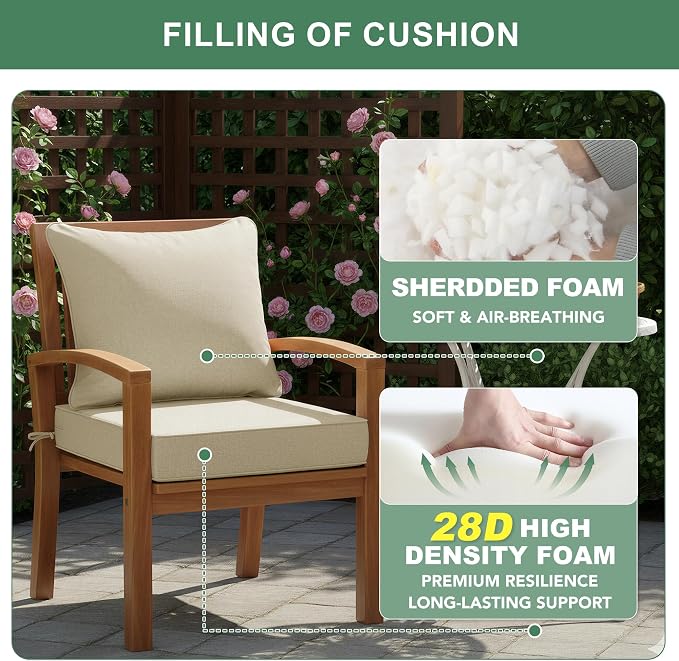 Summsun Patio Chair Cushions 24 x 24 Inch, Faux Linen Outdoor Furniture Cushions - Image 6