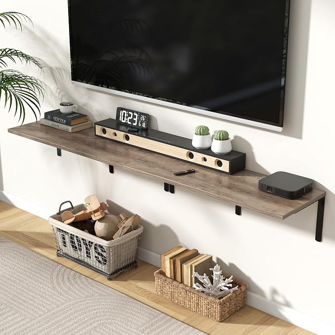 Fun Memories Floating Shelves for Wall, 12 Inch Deep Floating Shelves Set of 2 - Image 2