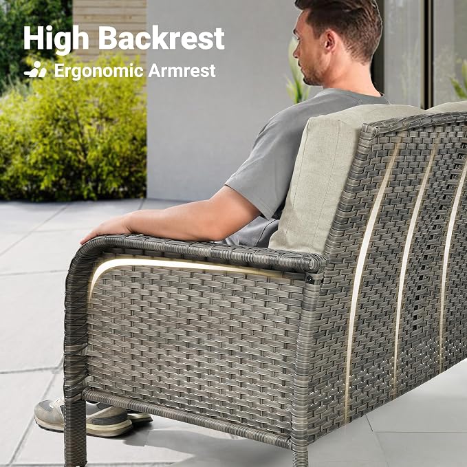 ovios 5-Piece Patio Furniture Set, Outdoor Wicker Sofa - Image 3