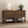 EYYTHUNG Brown Nightstand Set of 2, Wooden Farmhouse Floor Night Stand by EYYTHUNG
