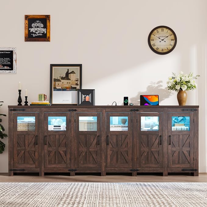 95.3" Large LED Farmhouse TV Stand - Image 7