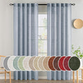 MIULEE Chambray Blue Linen Curtains 84 Inch Length 2 Panels by MIULEE