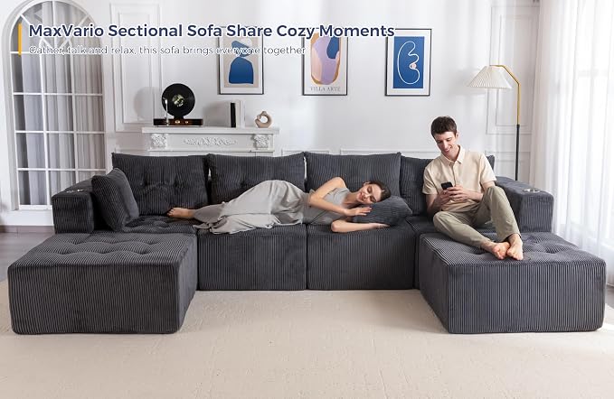 MAXYOYO 129.5" Modular Sectional Sofa Couch, U Shaped Modern Cloud Couch - Image 2