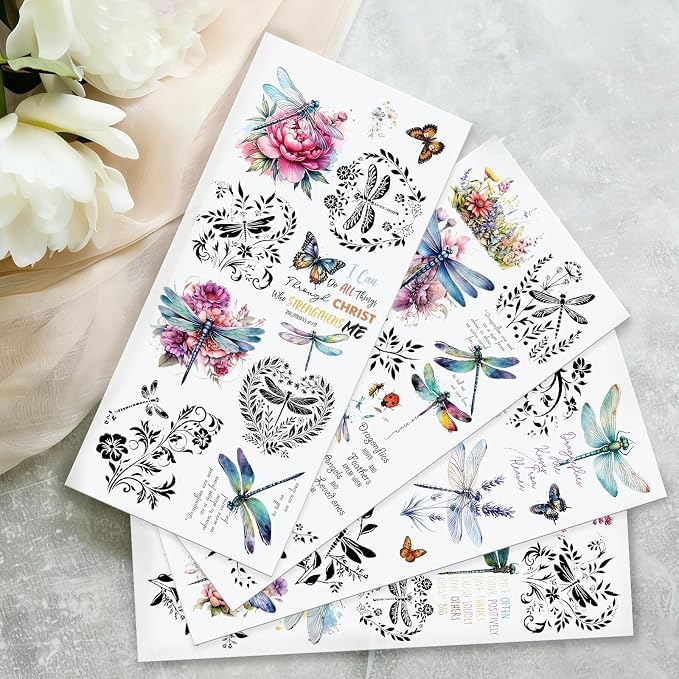 4 Sheets Rub on Transfers for Crafts, Dragonflies Furniture Transfers for Wood - Image 5
