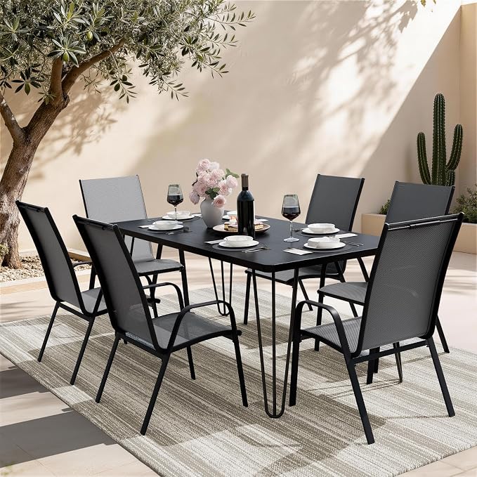 JEAREY Patio Dining Chairs Set of 6, Outdoor Stackable Dining Furniture Set - Image 2