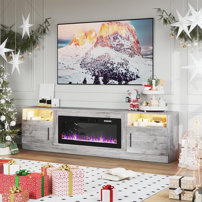 PRETZI Fireplace TV Stand with 36" Fireplace Up to 90" TVs, Remote Control - Image 6