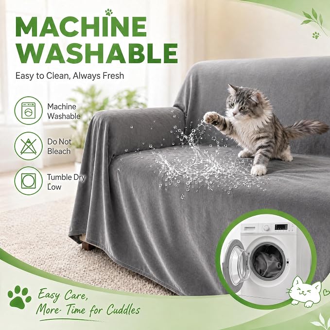 LOllON Velvet Couch Cover for Cats Dogs Kids - Image 8