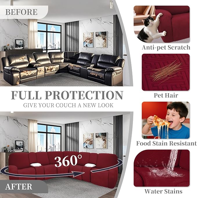 100% Waterproof Sectional Recliner Couch Covers - Image 5