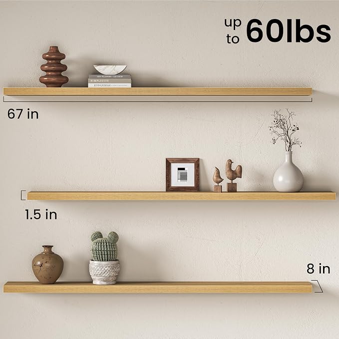 Fun Memories 67Inch Long Floating Shelves, 8 Inch Deep Shelves - Image 3