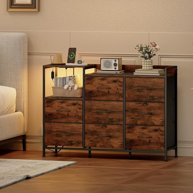 Somdot Dresser with Charging Station and Open Shelves, Dresser - Image 8