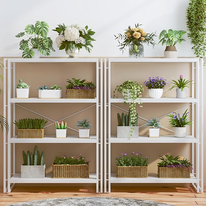 HCHQHS Bookshelf, 4-Tier Industrial Bookcase, Freestanding Tall Bookshelves - Image 8