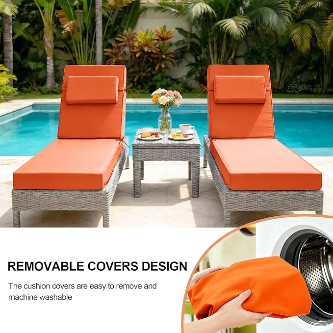 Chaise Lounge Cushions Outdoor 80x26x6 Inch, Fade Resistant 6'' Thicken Outdoor - Image 8