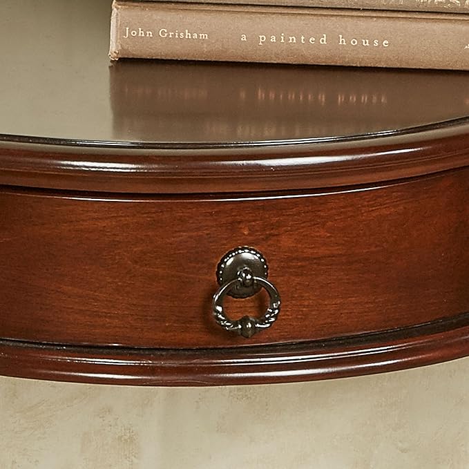 Touch of Class Eudora Natural Cherry Console Table | Half Round Wooden Vintage - Image 4