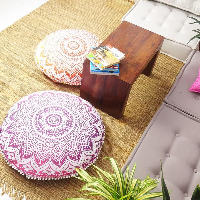Mandala Floor Pillow Cover Meditation Cushion Seating Throw Hippie Round - Image 3