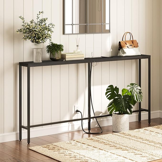 MAHANCRIS Console Table with Power Outlet, Industrial Entryway Table with USB - Image 5