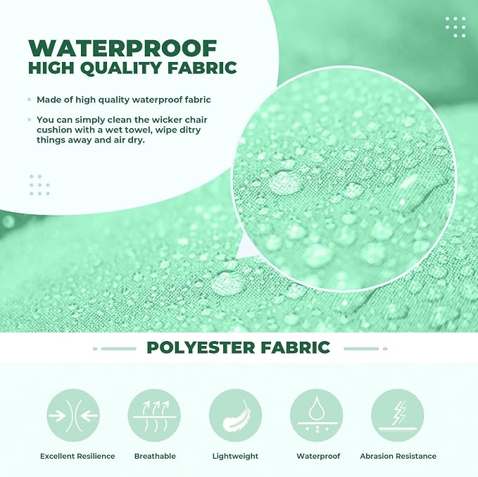DANGHOOGY Wicker Chair Cushions, Waterproof Outdoor Loveseat Cushions - Image 4
