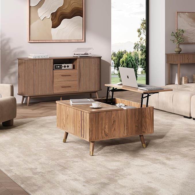 JOINICE Walnut Lift Top Coffee Table - Image 8
