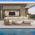 PURPLE LEAF 4-Piece Patio Furniture Set, C-Shaped Modular Outdoor Sectional Sofa by PURPLELEAF
