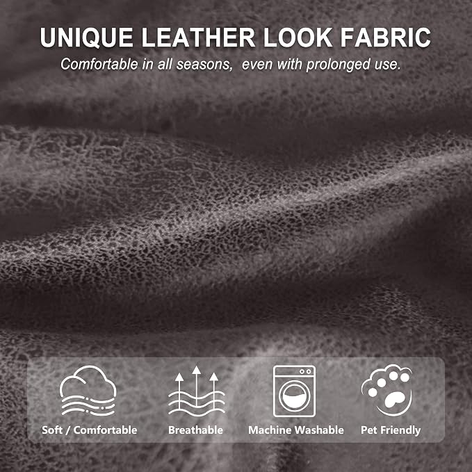 ANARACHON Leather Look Recliner Chair Covers, 4-Pieces Stretch Recliner Cover - Image 4