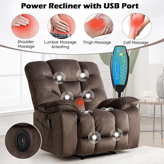 HAOMARKETS 2-Piece Recliner Sofa Set, Include Single Power Recliner Chair - Image 3