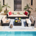 Devoko 7 Pieces Outdoor Sectional Sofa Patio Furniture Sets Manual Weaving by DEVOKO
