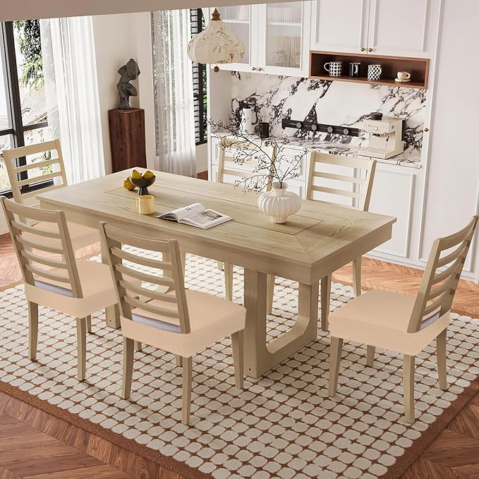 Smiry Waterproof Seat Covers for Dining Room Chairs Set of 6, Stretch Jacquard - Image 8
