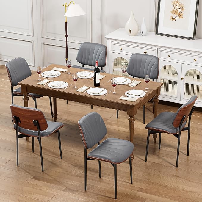 YaFiti Dining Chairs Set of 6, Dining Room and Kitchen Chairs, Mid Century - Image 3