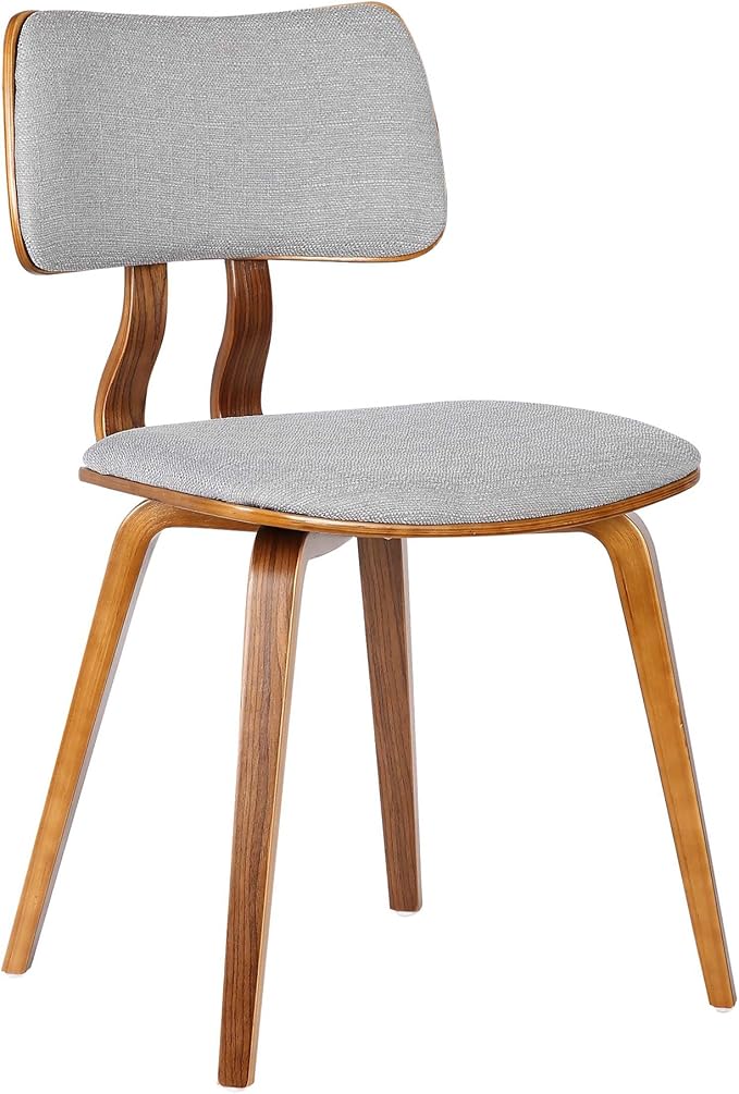 Armen Living Jaguar Mid-Century Dining Chair in Walnut Wood and Gray Fabric - Image 6