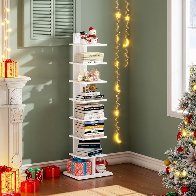 TUTOTAK Narrow Bookshelf, 8-Tier Bookcase, Spine Book Shelf - Image 9