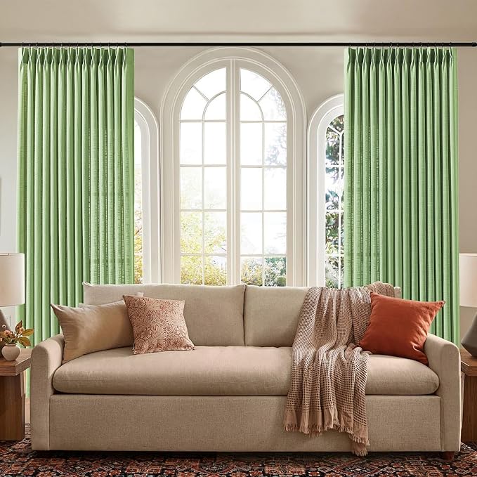 Sage Green Pinch Pleated Curtains 96 Inches Long - Image 6