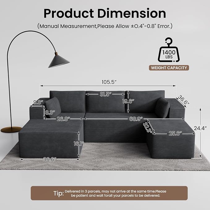 106" Cloud Sectional Boneless Couches - Image 2