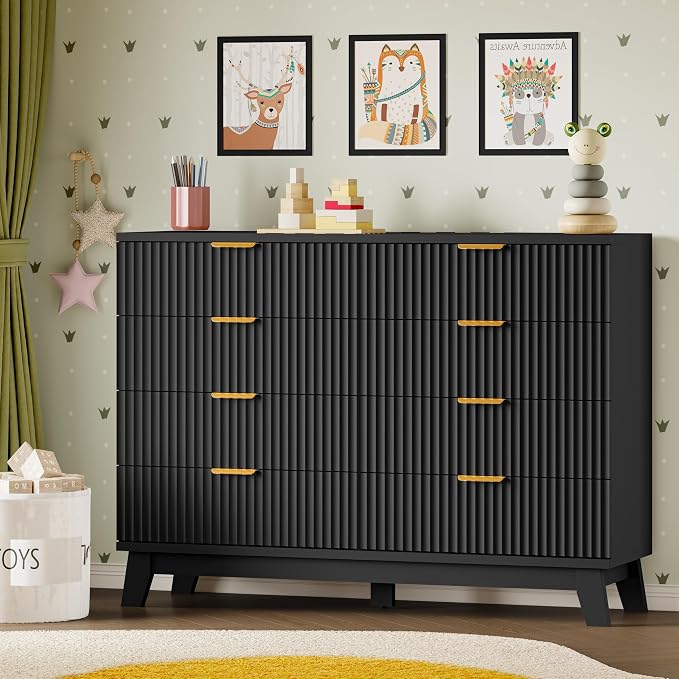 BORNOON Fluted 8 Drawer Tall Dresser, 47.2" Wide Modern Boho Chest of Drawers - Image 7