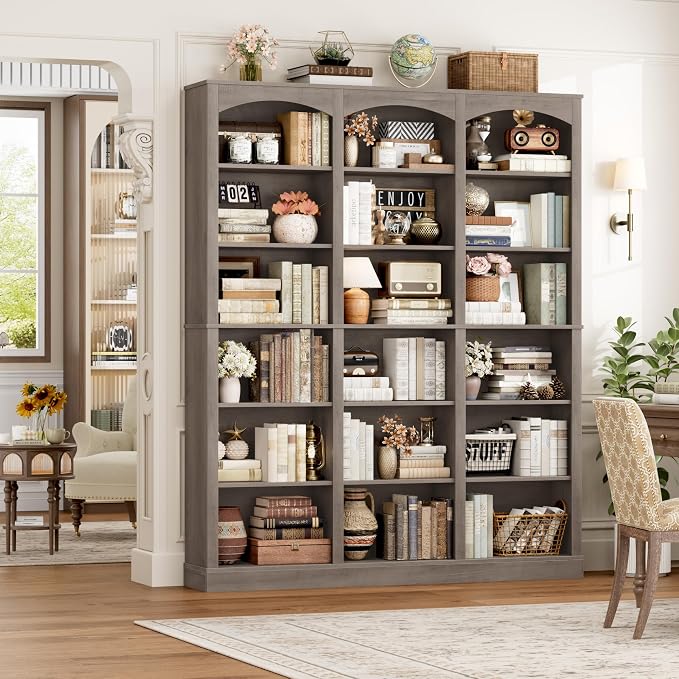 FACBOTALL 71" Triple Wide Bookshelf, 6 Tier Tall Bookshelf, Large Bookcase - Image 4