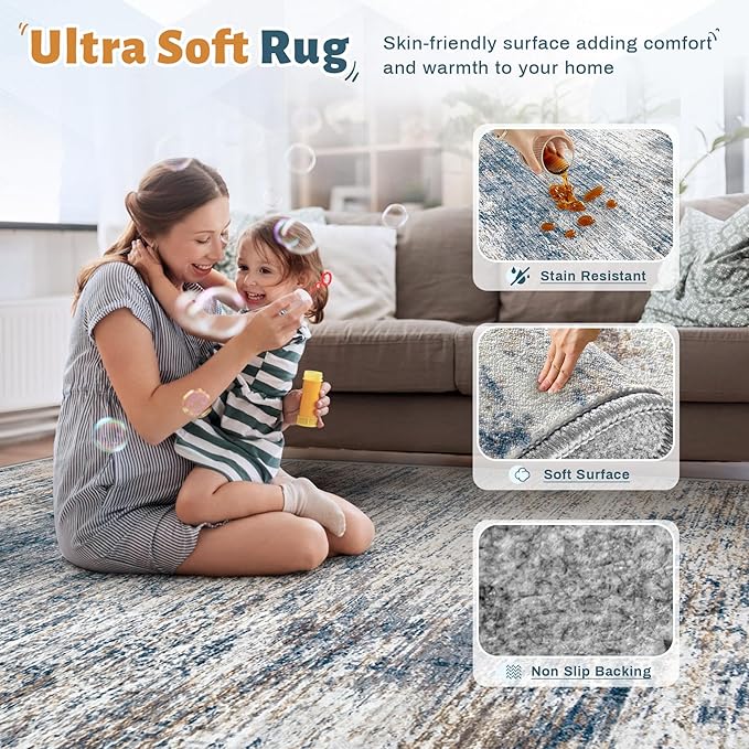 XLUEZ 10x14 Area Rugs for Living Room, Washable Modern Abstract Large Area Rug - Image 4